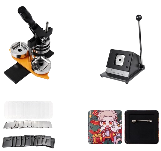 50×50mm(2×2'') Square Black Plastic Badge Set