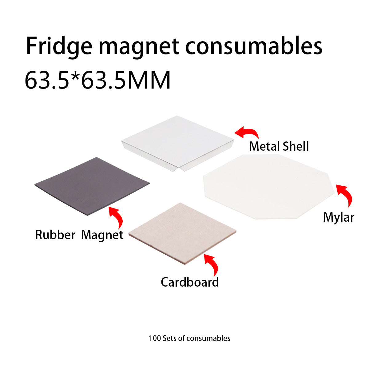 Acrylic magnet supplies complete set 1000sets size 63.5*63.5mm
